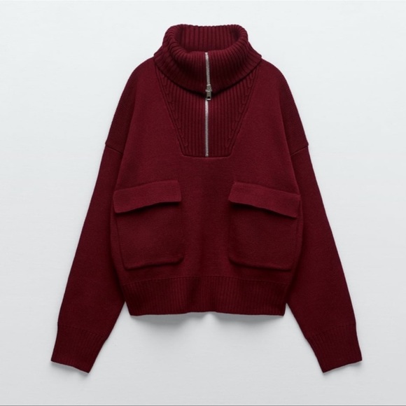 ZARA KNIT SWEATER WITH ZIP | SIZE: XL | NWT - Picture 4 of 12